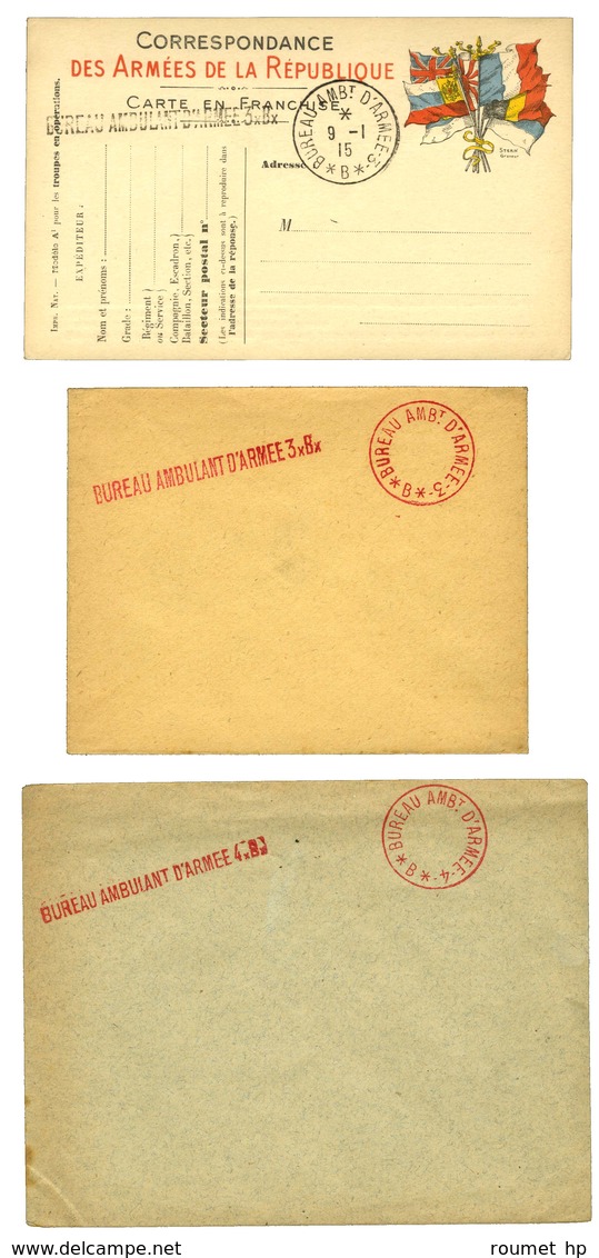 Lot De 3 Lettres Avec Cachets Ambulants D'armées. - TB - Guerre De 1914-18