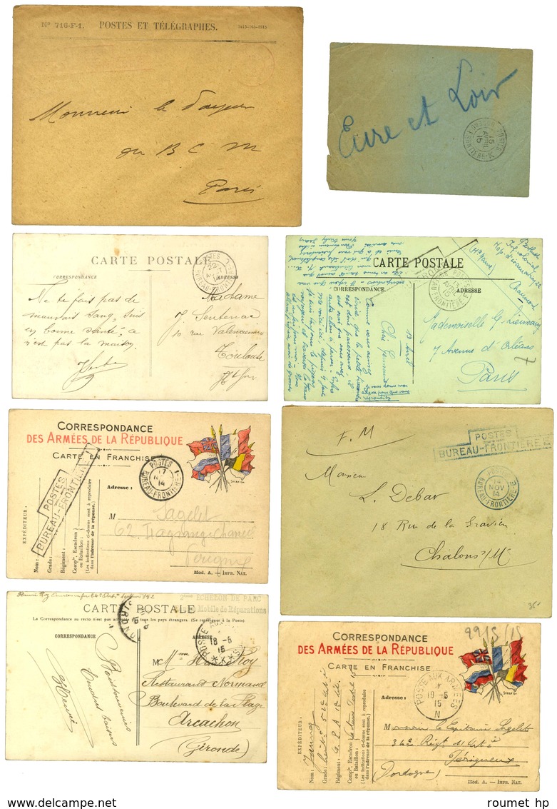 Lot De 8 Lettres Et CP Avec Cachets Bureaux Frontières. - TB. - Oorlog 1914-18