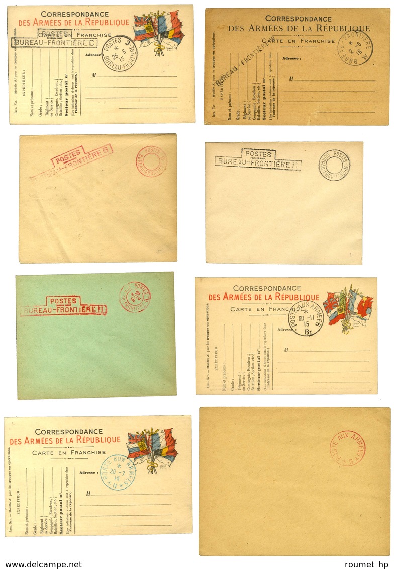 Lot De 12 Lettres Et Cartes Avec Cachets Bureaux Frontières. - TB. - Guerre De 1914-18