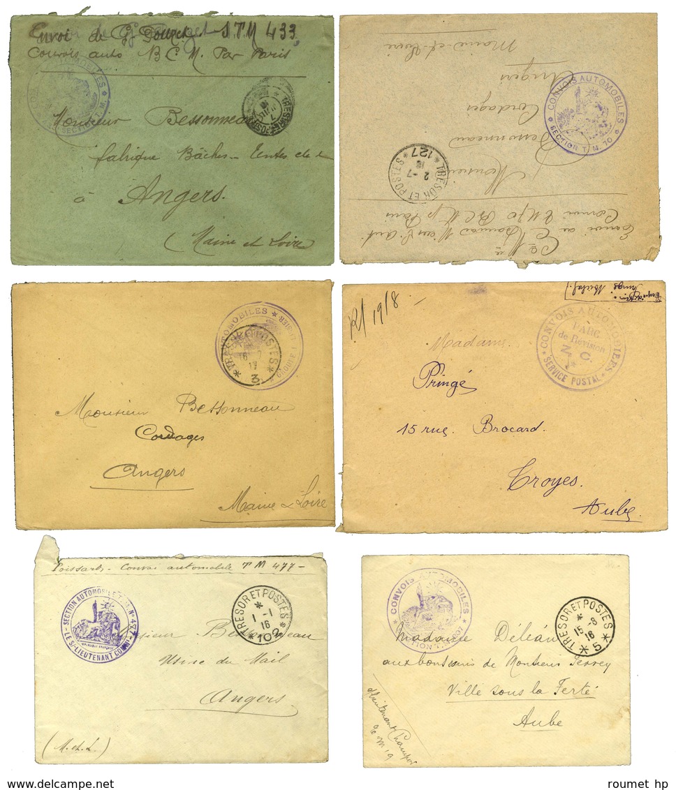 Lot De 6 Lettres Et 3 CP Avec Cachets Ou Mentions CONVOIS AUTOMOBILES. - TB. - Oorlog 1914-18