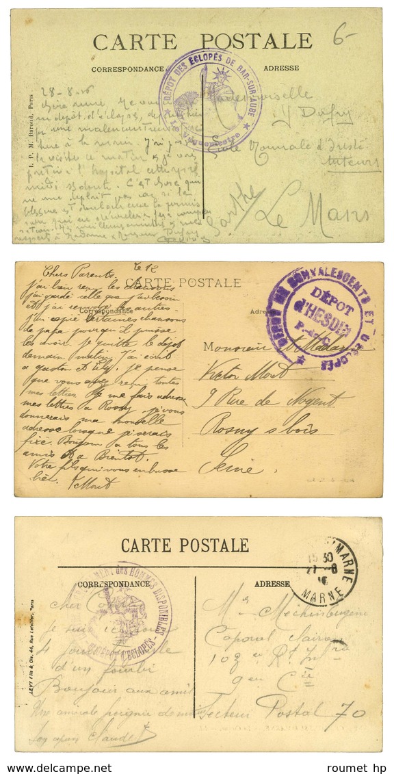 Lot De 3 CP Cachets DEPOT DES ECLOPES Dont BAR-LE-DUC. - TB. - Oorlog 1914-18