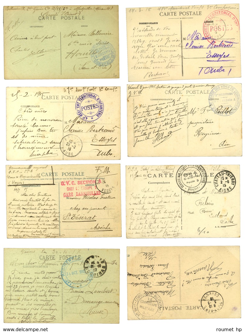 Lot De 37 CP Cachets COMMISSAIRES DE GARE Et SERVICE DES CHEMINS DE FER. - TB. - Guerre De 1914-18