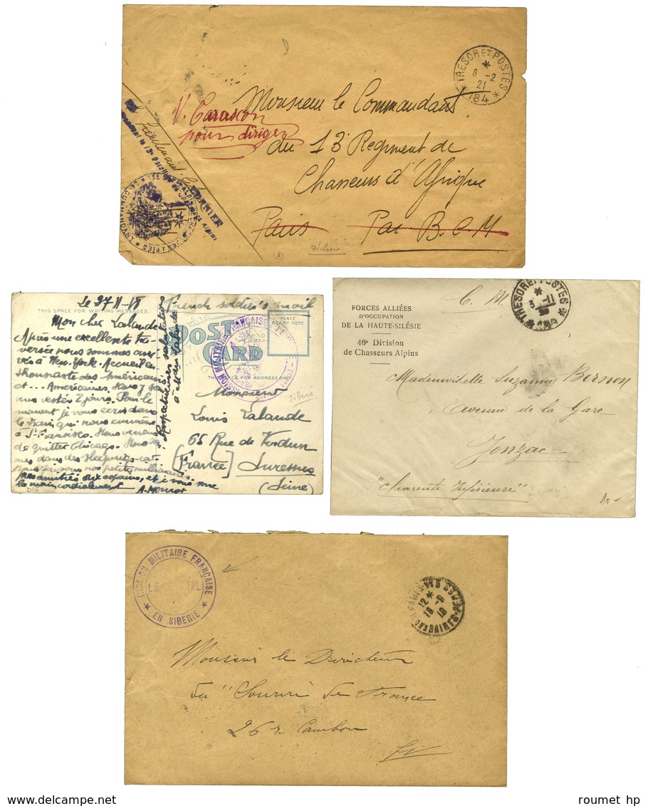 Lot De 3 Lettres Et 1 CP Cachets HAUTE SILESIE Et SIBERIE. - TB. - WW I