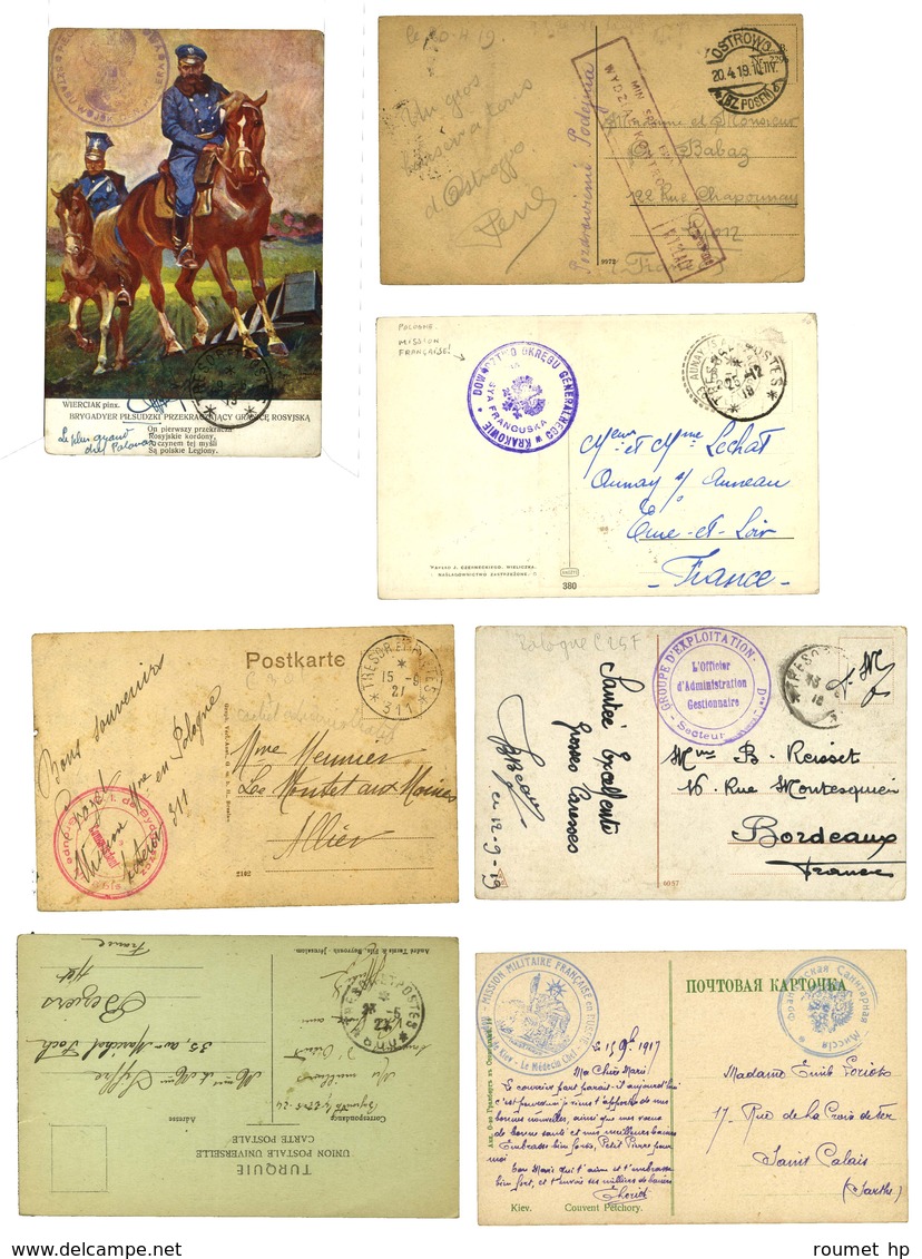 Lot De 4 Lettres Et 17 CP Cachets AIDE MILITAIRE A LA POLOGNE. - TB. - WW I