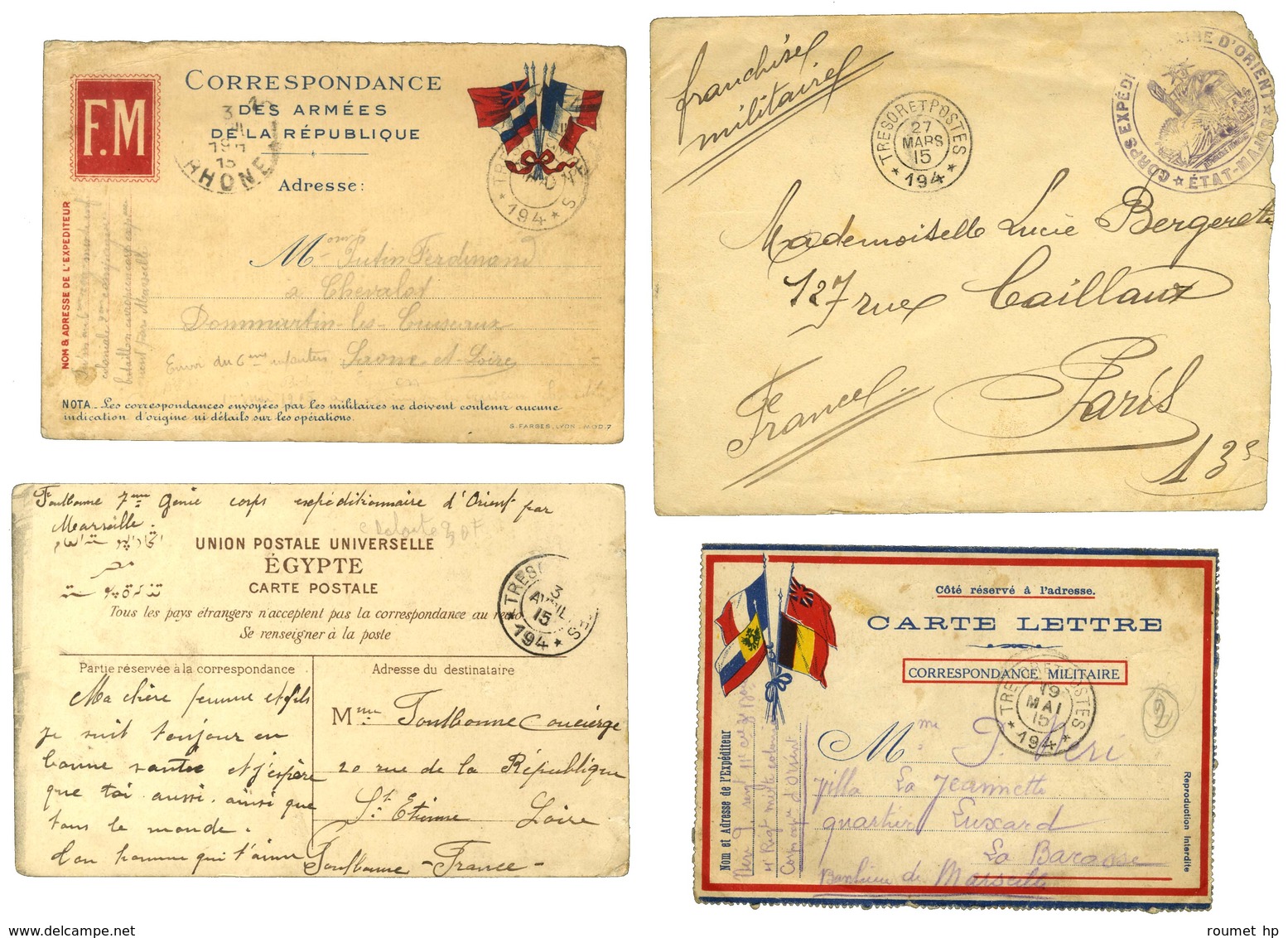 Lot De 12 Lettres Et CP De L'Armée D'Orient Dont Griffe DEPOT DES ISOLES . - TB. - Oorlog 1914-18