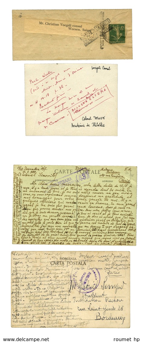 Lot De 2 CP + 1 Lettre Cachet POSTES SERBES. - TB. - Guerre De 1914-18