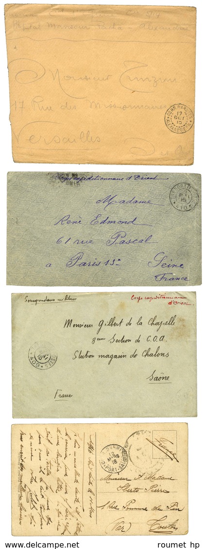 Lot De 3 Lettres Et 1 CP Dont Cachets CORR. ARMEES ALEXANDRIE Et PORT SAID. - TB. - Oorlog 1914-18