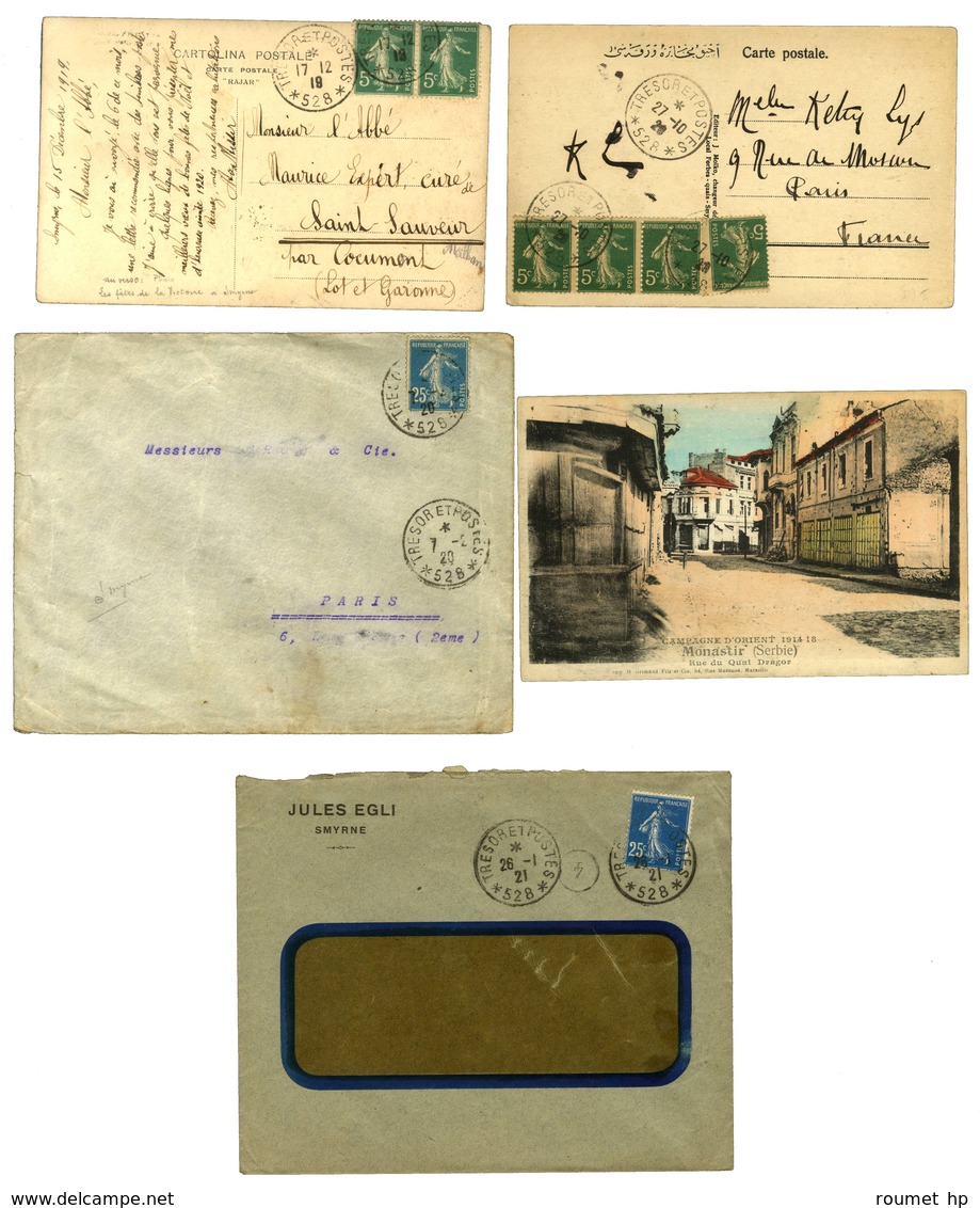 Lot De 2 Lettres Et 2 CP Cachets TP 528 + 1 CP De Serbie. - TB. - Oorlog 1914-18