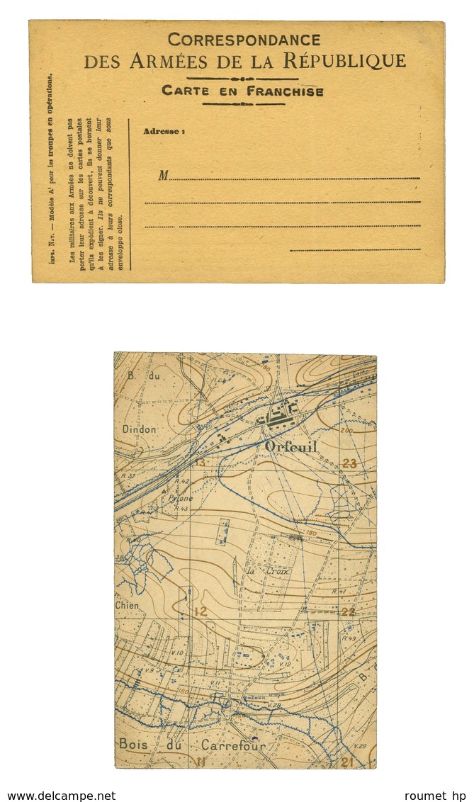 1 CP Neuve De Franchise Militaire Sans Faisceau Modèle A1 Pour Les Troupes En Opération (carte Géographique Au Dos). - T - WW I