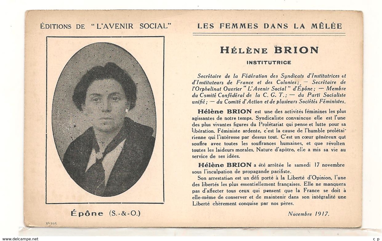 Epone - Helene Brion - Activistes Feministes - Syndicalistes Et Institutrices -  Politique - CPA° - Epone