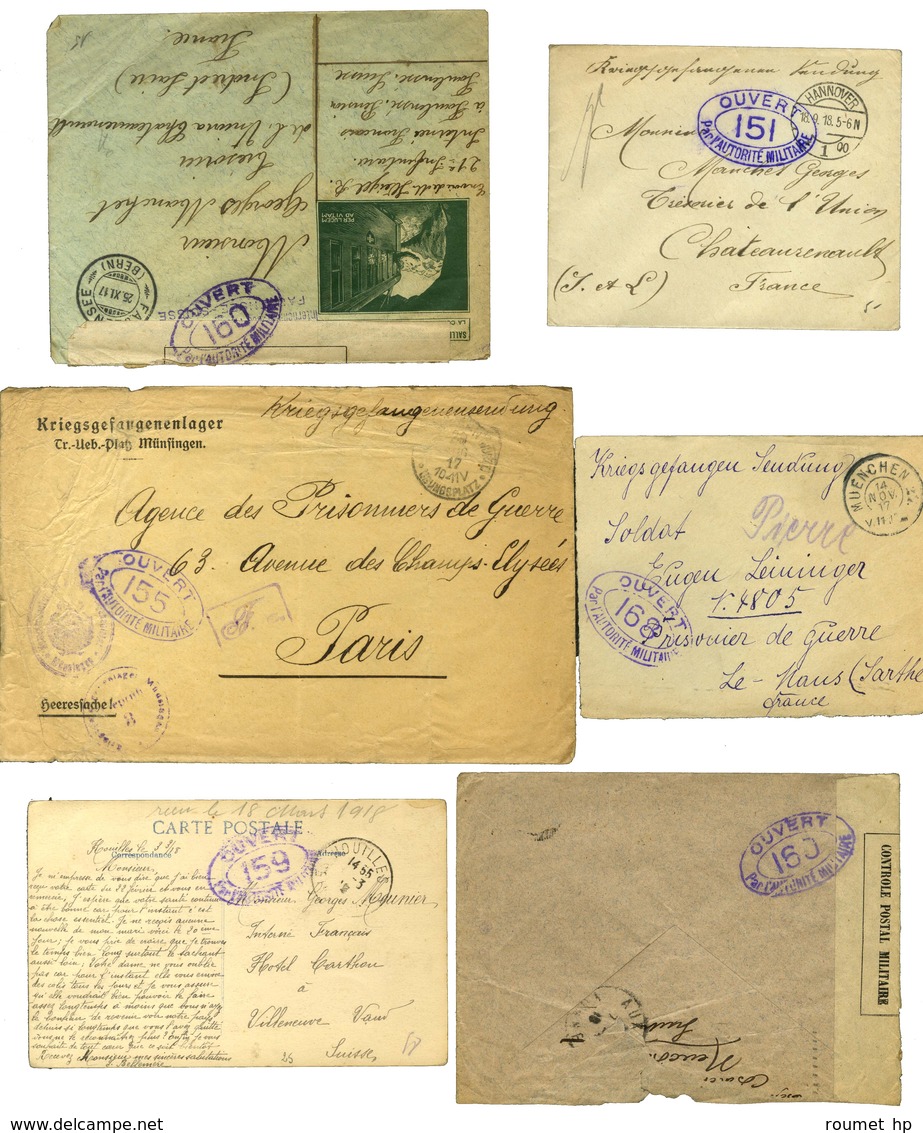 Lot De 6 Lettres Et CP De Provenance Diverses Avec Marques De Contrôle Postal Sur Lettres De Prisonniers De Guerre (Pont - Oorlog 1914-18