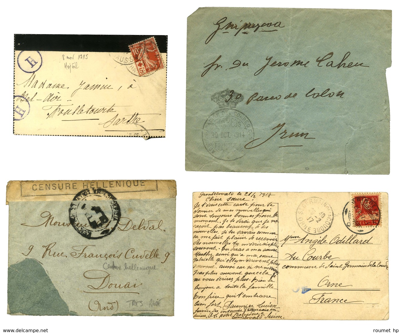 Lettre Avec Censure Hellénique + Lettres Obl Croix Rouge 1915. - TB. - WW I