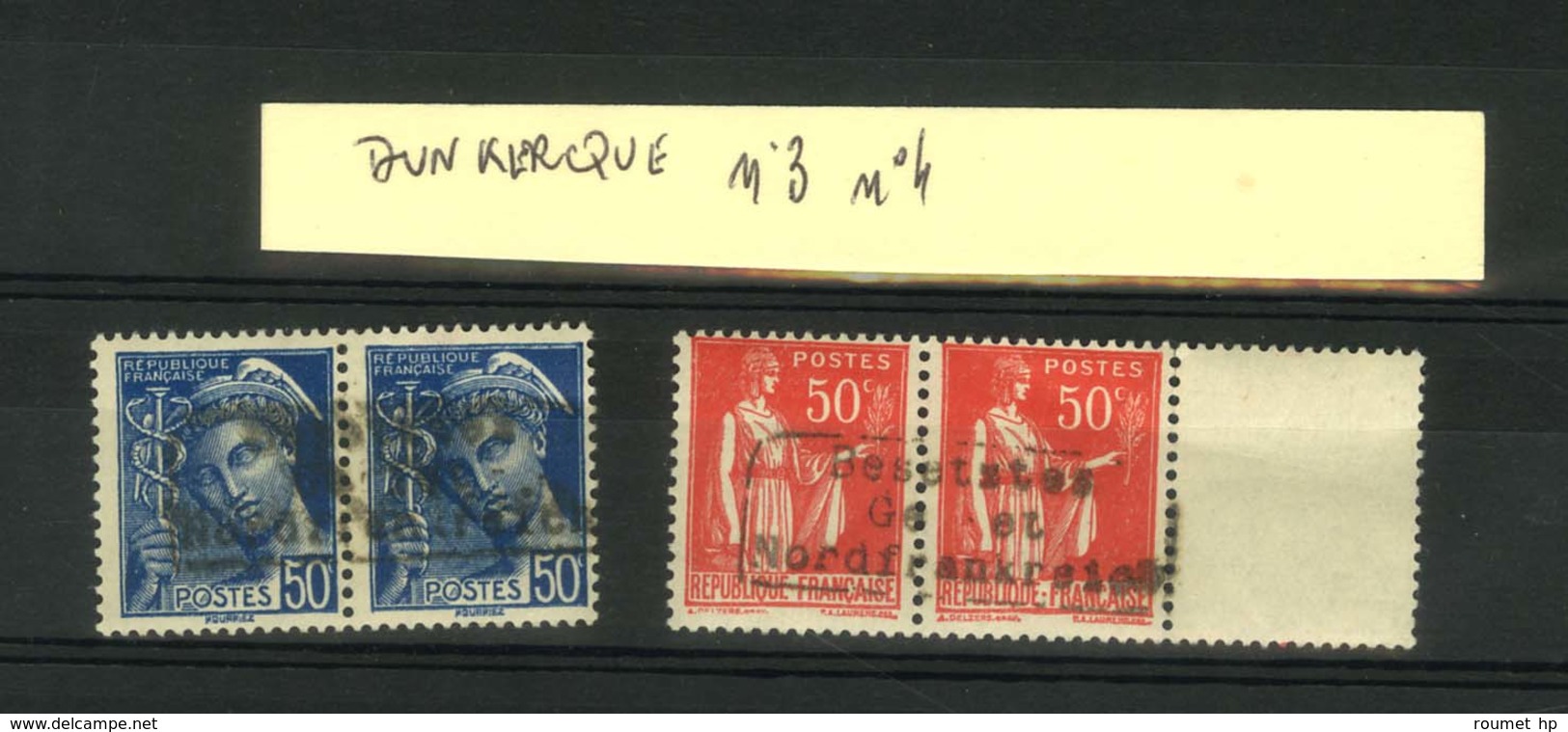 Paire Mercure 50c Bleu * Et Paire Type Paix ** (1 Ex *). - TB - Autres & Non Classés