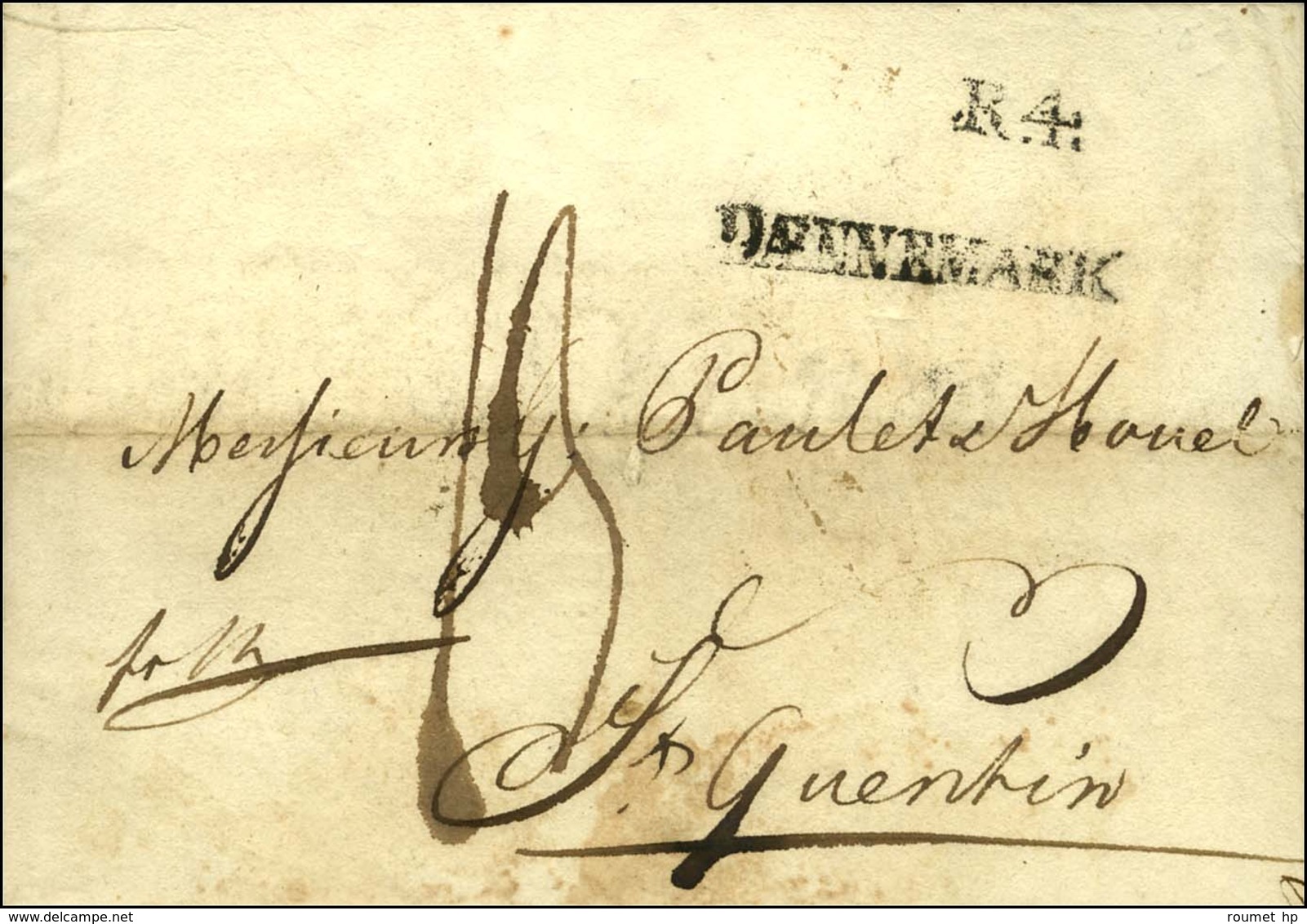 Lettre Avec Texte Daté De Lubec Le 21 Avril 1803 Pour St Quentin. Au Recto, DANNEMARK + R.4. - TB. - Other & Unclassified