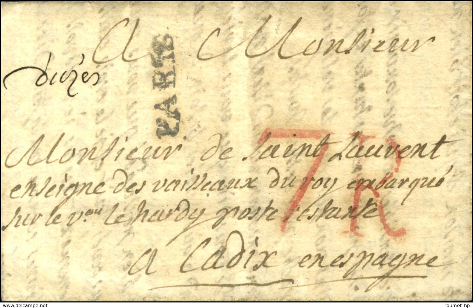 Lettre Avec Texte Daté D'Uzès Le 11 Octobre 1780 Pour Un Enseigne De Vaisseau Du Roi Embarqué Sur Le Vaisseau Le Hardy à - Andere & Zonder Classificatie