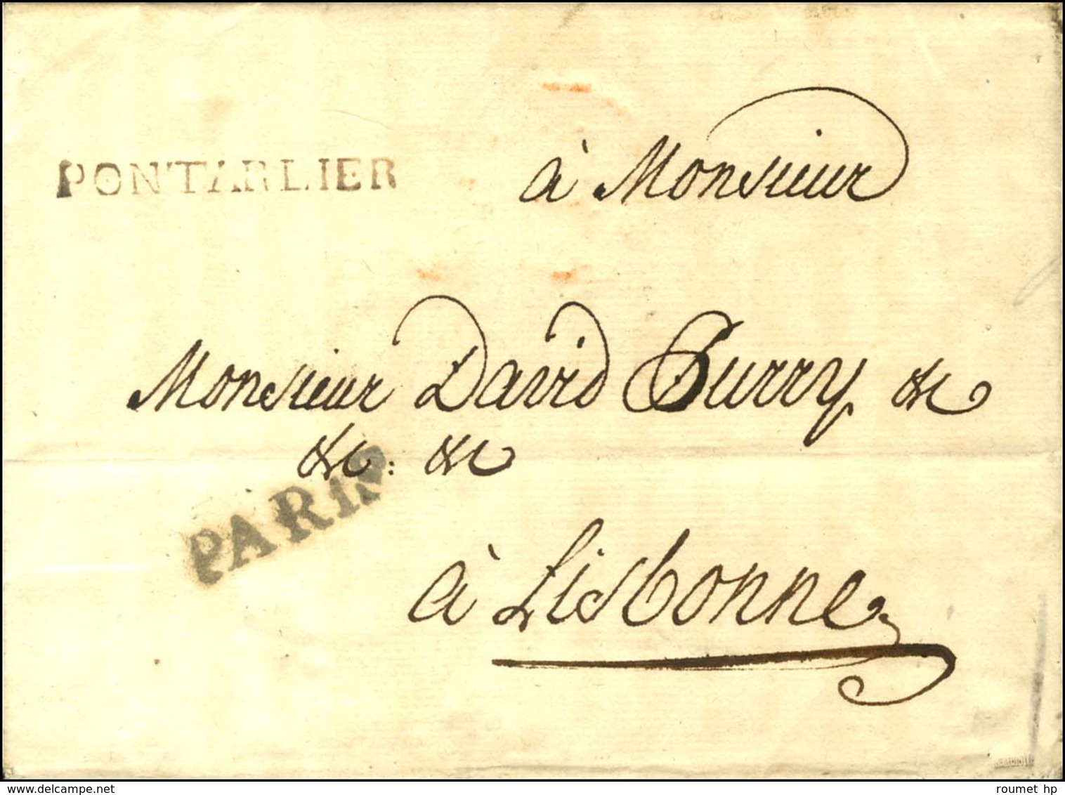 Lettre Avec Texte Daté De Neufchâtel Le 6 Mai 1783 Pour Lisbonne. Au Recto, PONTARLIER Et Marque De Passage PARIS. - TB  - Other & Unclassified