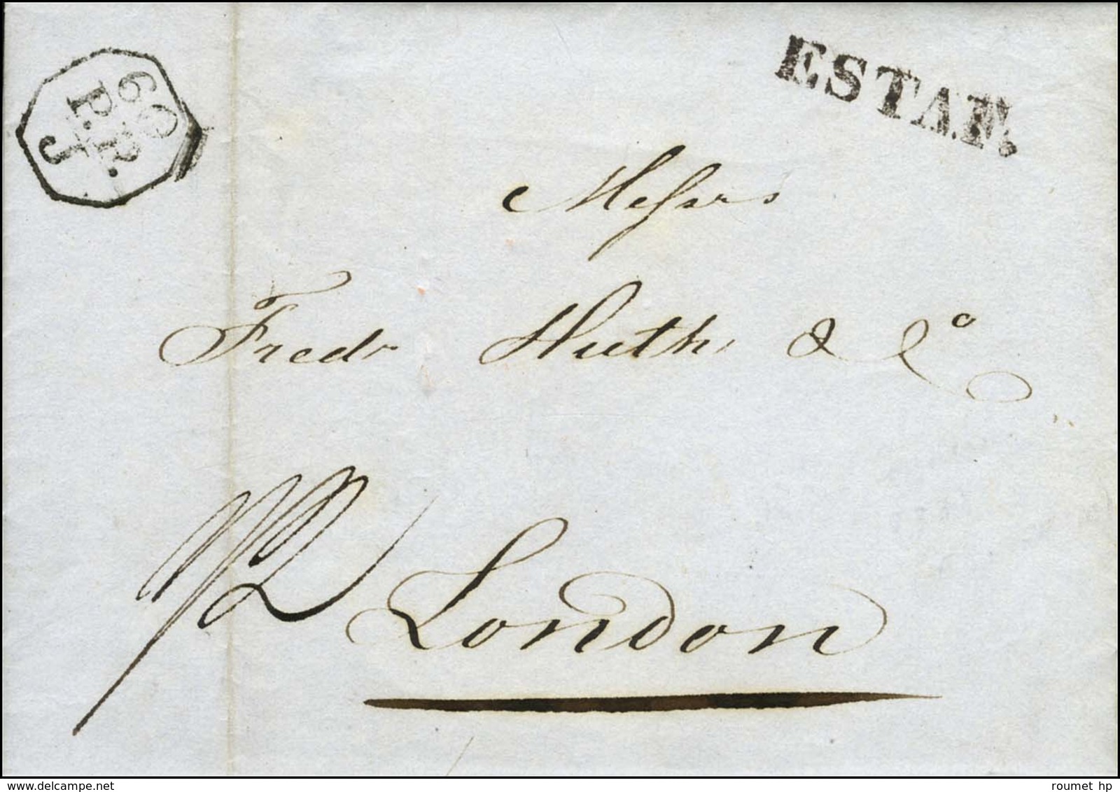 ESTAF + 60 / P.P. / J Sur Lettre Avec Texte Daté De Paris Le 15 Avril 1833 Pour Londres. - SUP. - Andere & Zonder Classificatie