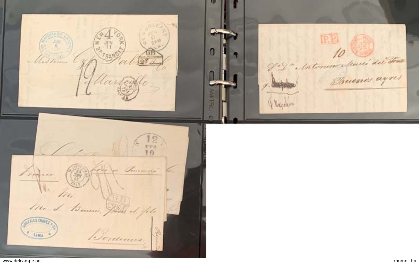 Lot De 45 Lettres Avec Marques Postales D'entrée Maritimes Et Terrestres, Marques D'échange Franco-anglaise, Acheminées, - Collections