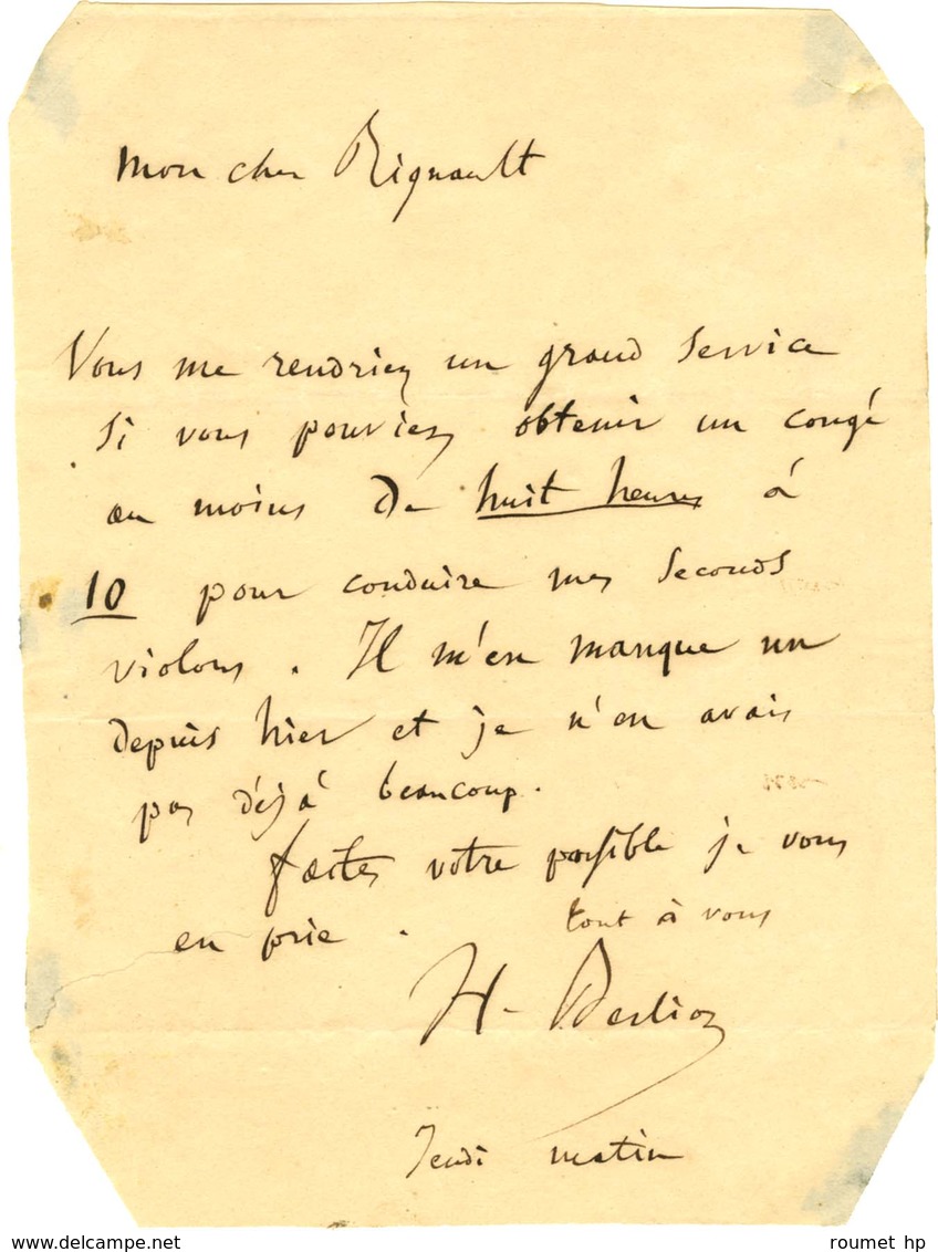 BERLIOZ Hector (1803-1869), Compositeur Et Chef D'orchestre. - Andere & Zonder Classificatie