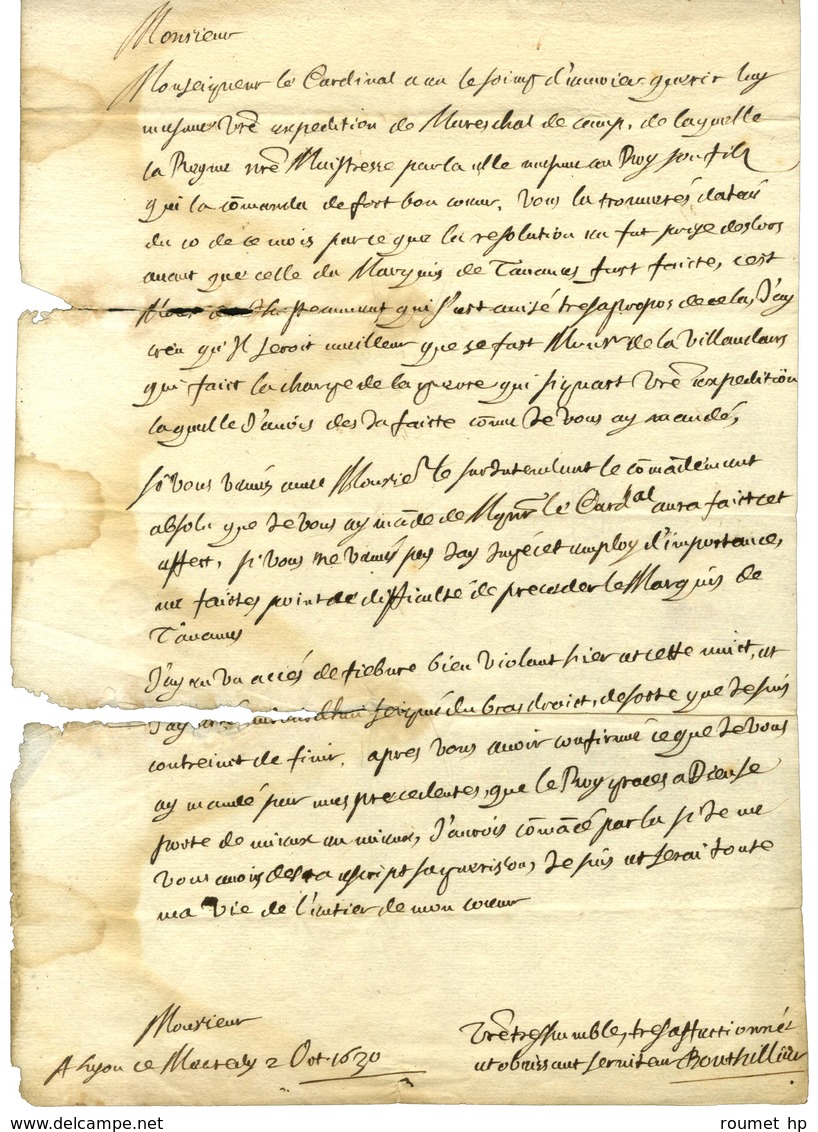 BOUTHILLIER Claude, Comte De Chavigny (1581-1652), Secrétaire D'Etat Puis Surintendant Des Finances. - Andere & Zonder Classificatie