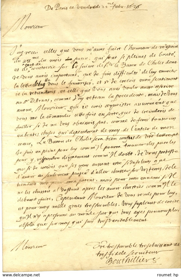 BOUTHILLIER Claude, Comte De Chavigny (1581-1652), Secrétaire D'Etat Puis Surintendant Des Finances. - Andere & Zonder Classificatie