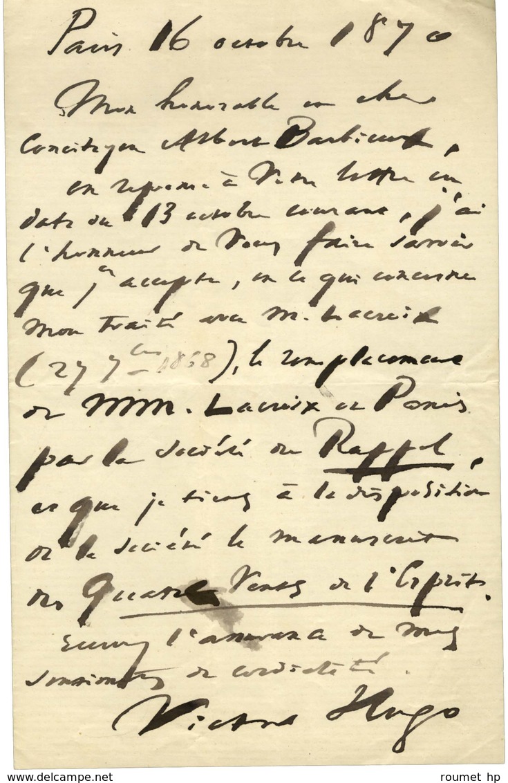 HUGO Victor (1802-1885), écrivain, Homme Politique, De L'Académie Française. - Other & Unclassified