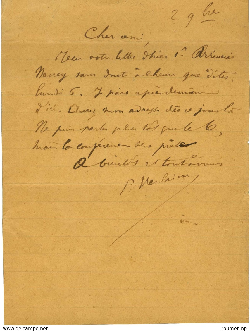 VERLAINE Paul (1844-1896), écrivain Et Poète. - Andere & Zonder Classificatie