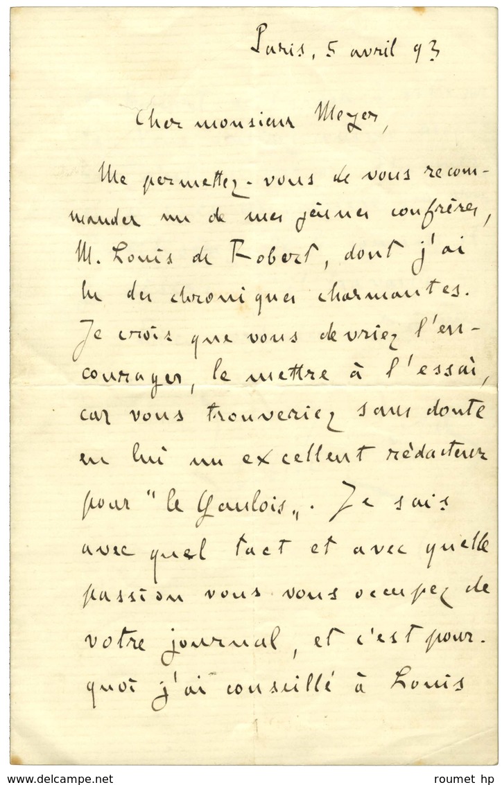 ZOLA Émile (1840-1902), écrivain. - Autres & Non Classés