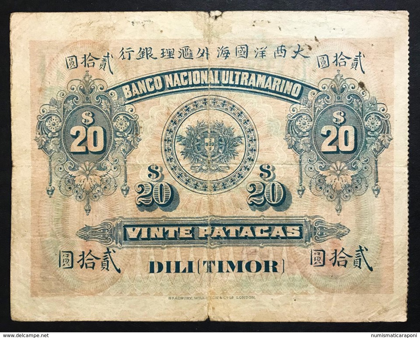 Timor Banco Nacional Ultramarino 20 Patacas 01/01/1910 Pick#4  Lotto.1969 - Timor