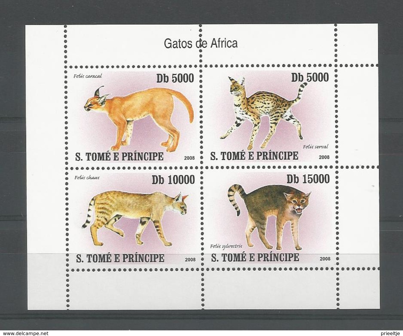 S. Tomé E Principe 2007 Cats Of Africa Sheet  Y.T. 2393/2396 ** - Sao Tome Et Principe