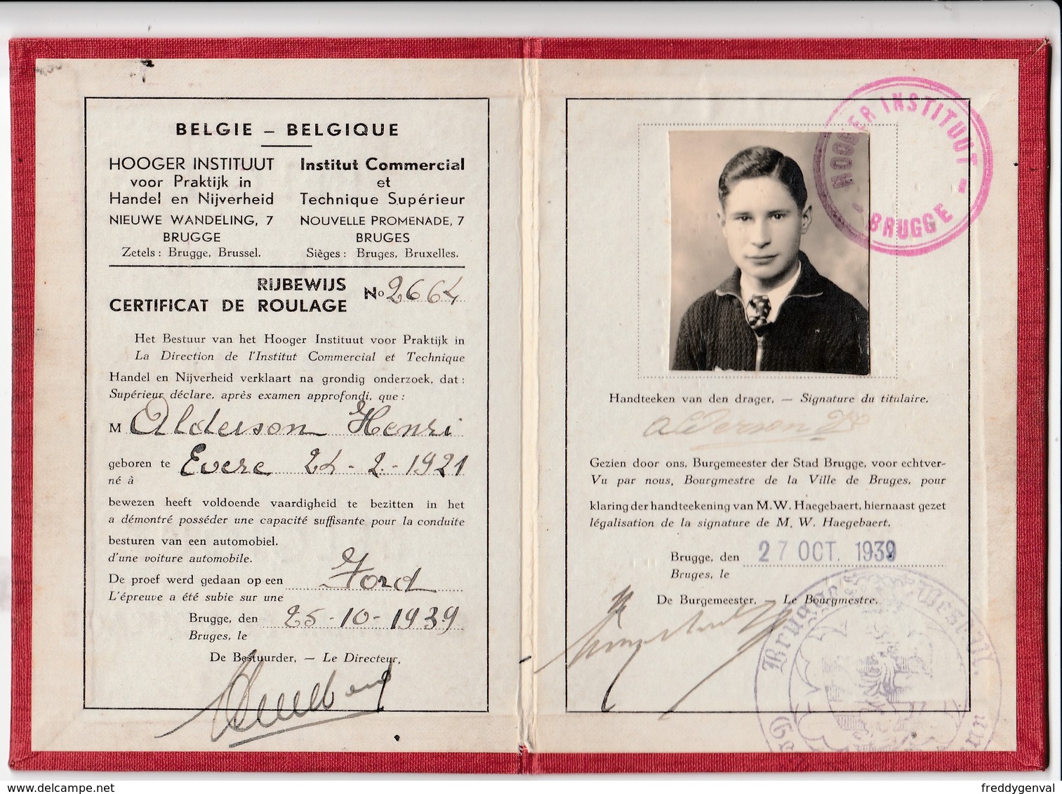 BELGIQUE CERTIFICAT DE ROULAGE - 1900 – 1949