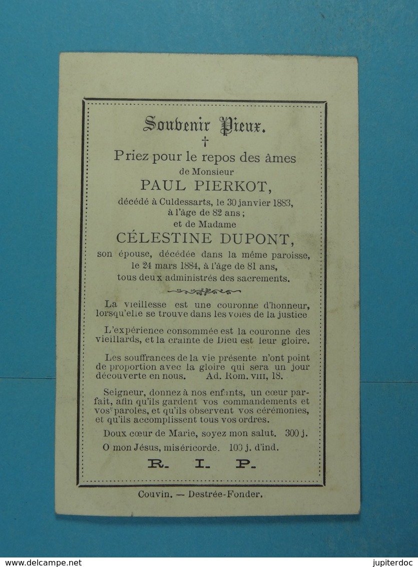 Paul Pierkot Culdessarts 1883 Et Son épse Célestine Dupont 1884 - Images Religieuses
