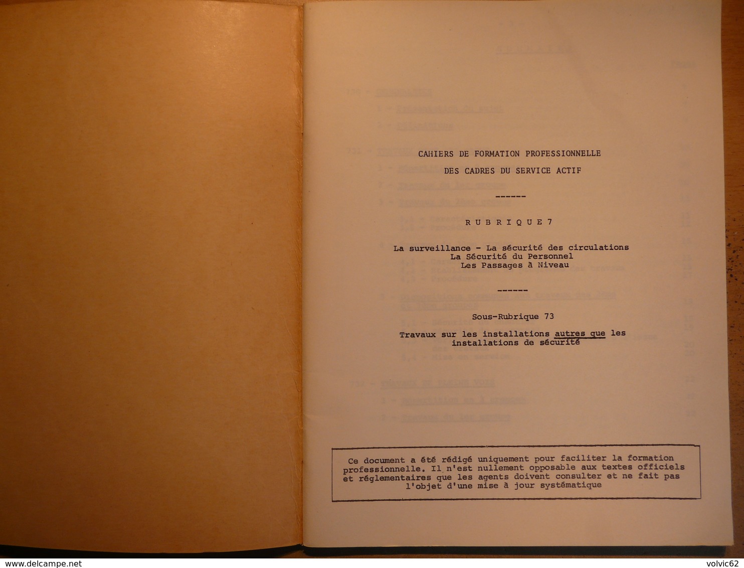 Cahier Formation Cadre Travaux Installation Autres Que De Sécurité 1967 SNCF Train Cheminot Chemin De Fer - Chemin De Fer & Tramway