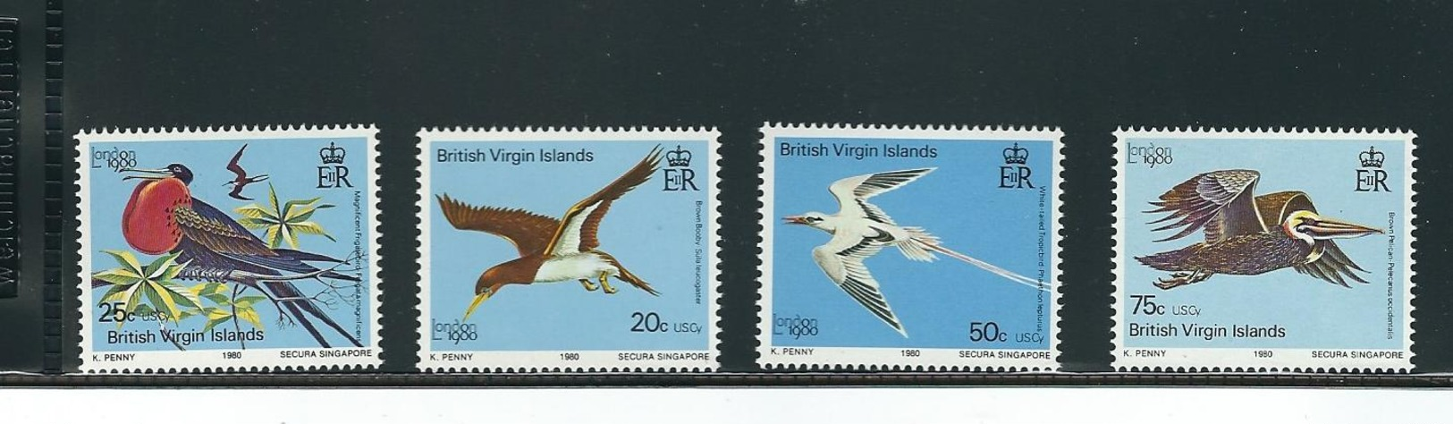 BRITISH VIRGIN ISLANDS, 1980, London'80 Philatelic Exhibition (BIRDS) 4v MNH - British Virgin Islands