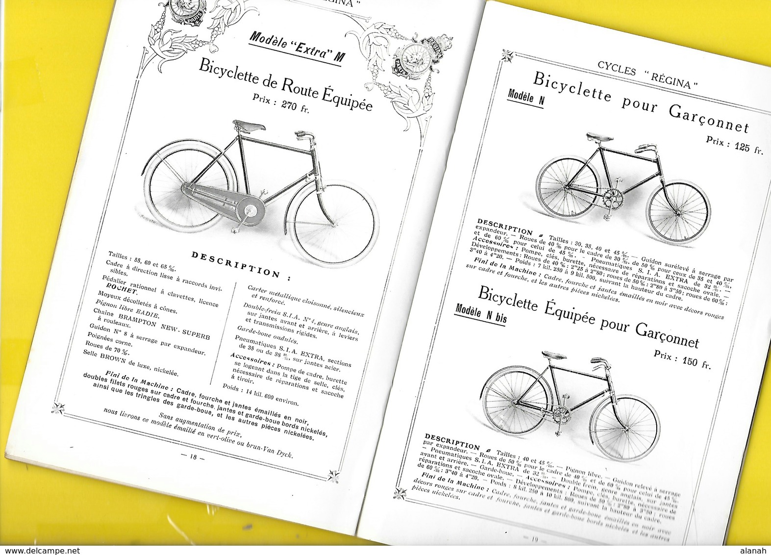 Catalogue 1913 Cycles "REGINA" Pagis 24 Pages + Couverture Format 14 X 21 Cm Env.. - Cyclisme