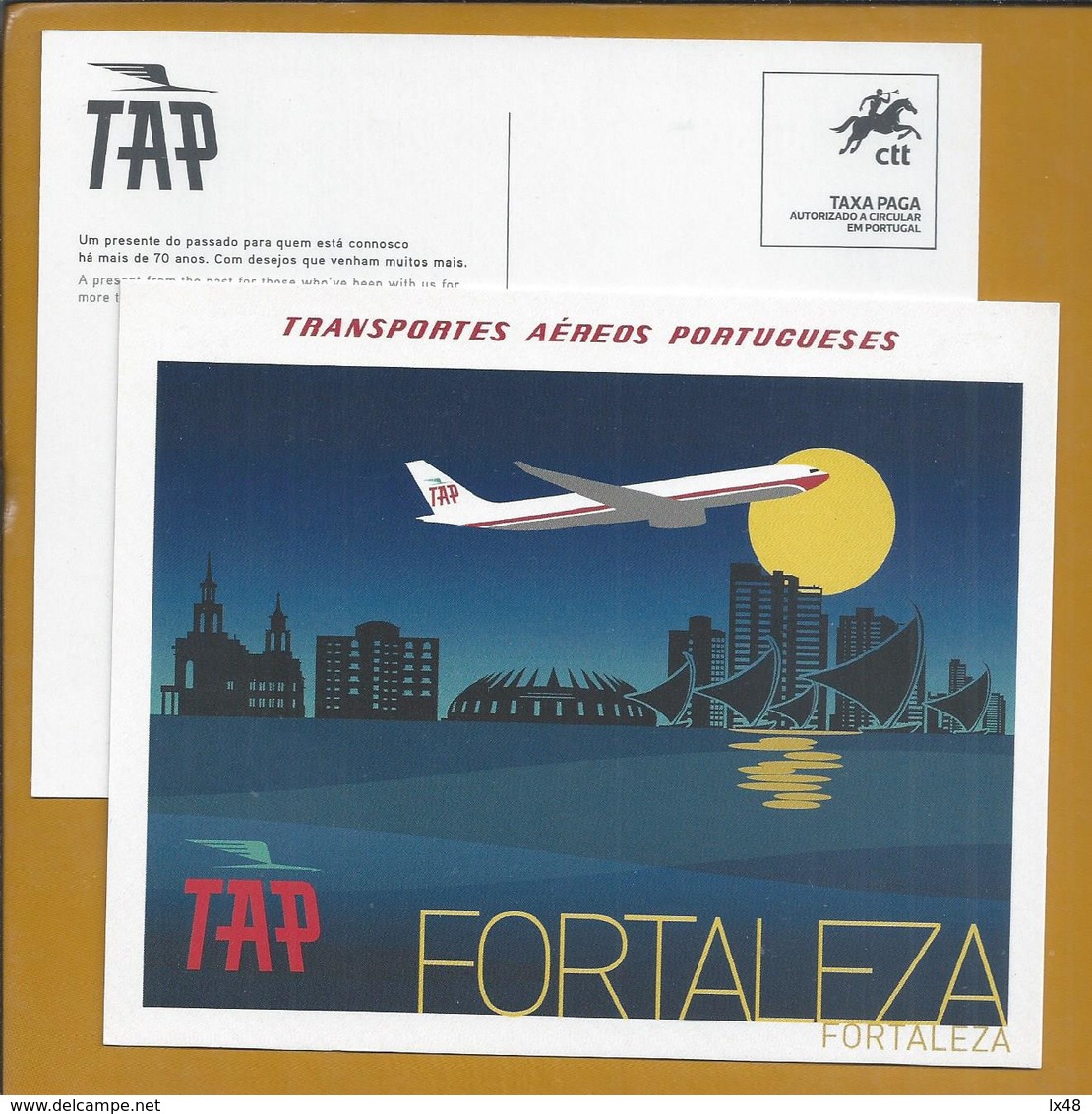 Postal Stationery Taxa Paga Da TAP. Postal Stationery Fee Paid TAP. 70 Years Of TAP To Fly To Fortaleza, Brazil. Boeing. - Interi Postali