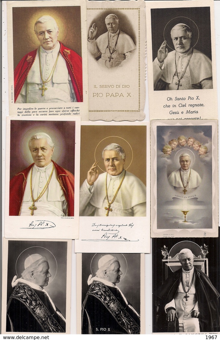 Beau Lot De 21Images Et Photos Religieuses  -   Le PAPE PIUS X SANCTUS Dont 1 Avec Relique - Imágenes Religiosas