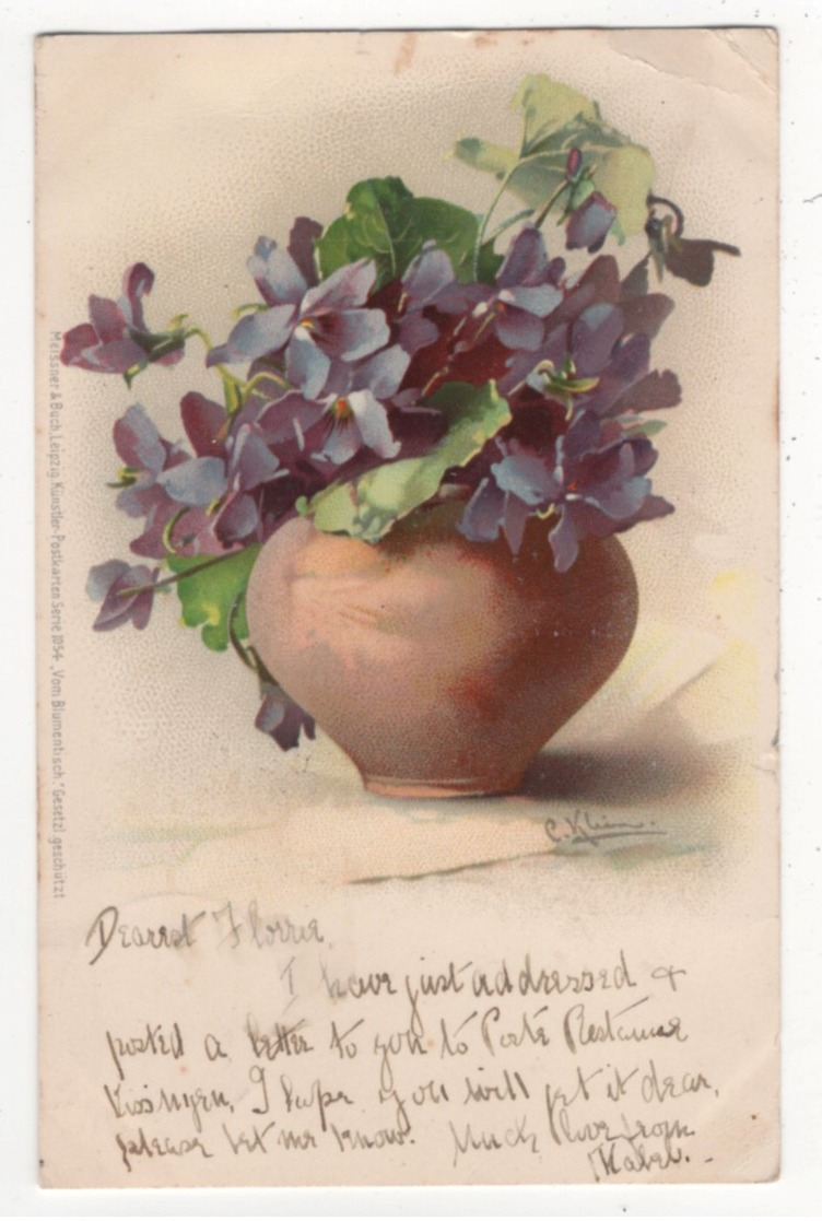 C Klein Vom Blumentisch Meissner & Buch 1054 Art Postcard 1902 - Klein, Catharina