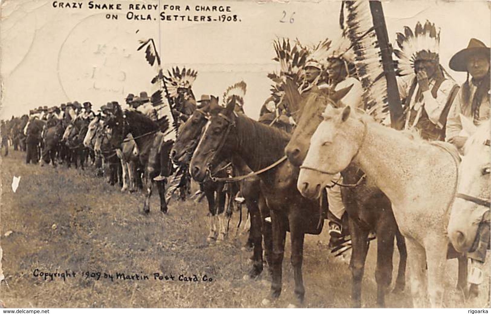 CRAZY SNAKE READY FOR A CHARGE ON OKLA. SETTLERS-1908 - América