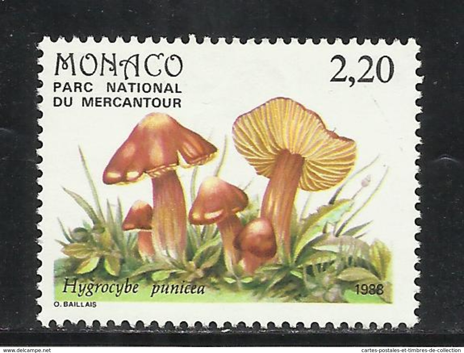 MONACO , 2.20 Frs , Champignon Du Parc Du Mercantour , Hygrocybe Punicea , 1988 , N° YT 1629 , NEUF ** - Unused Stamps