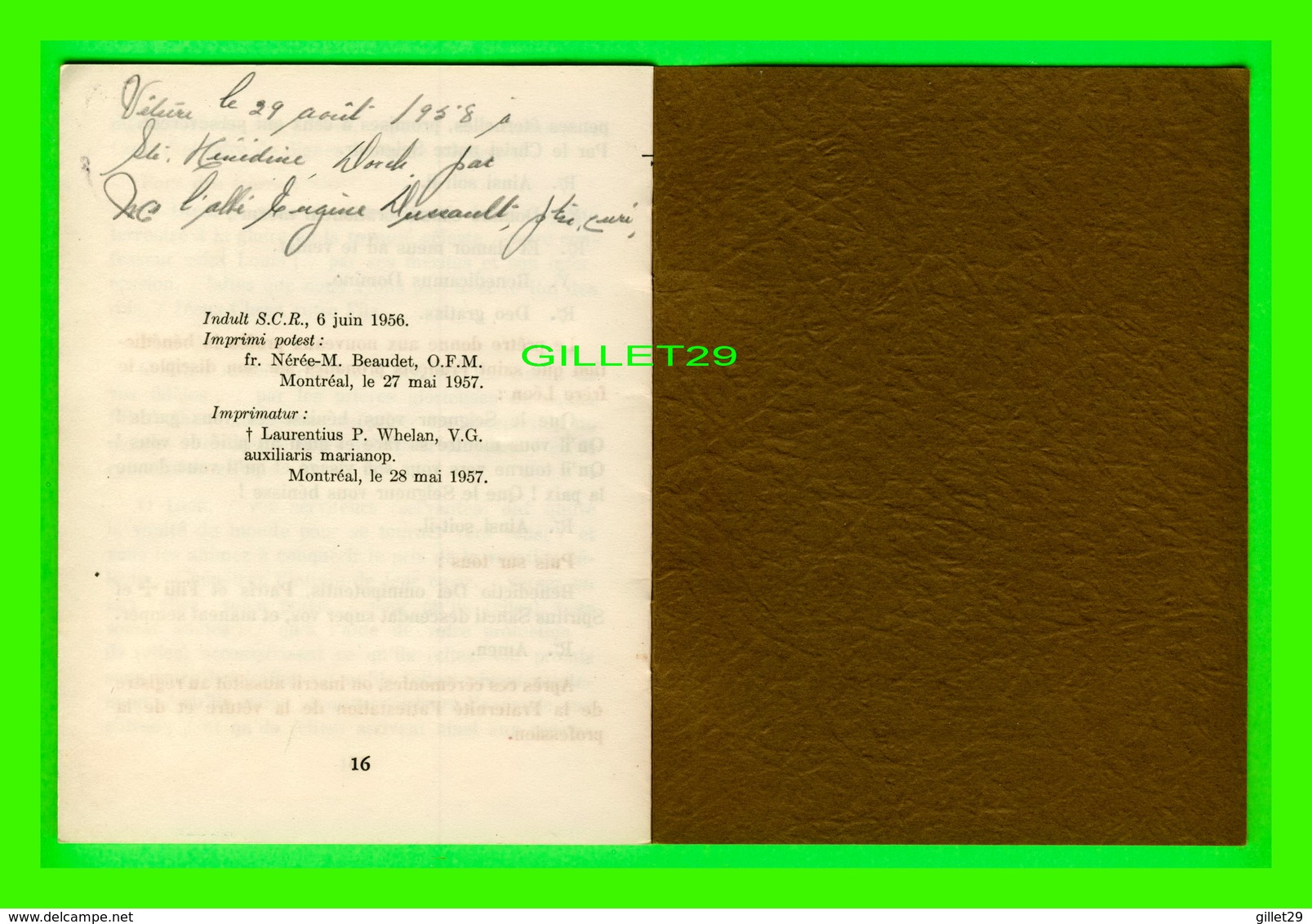 LIVRE RELIGIEUX - CÉRÉMONIES DE VÊTURE ET DE PROFESSION SIMULTANÉES - TIERS-ORDRE DE SAINT-FRANÇOIS - 16 PAGES EN 1957 - - Other & Unclassified