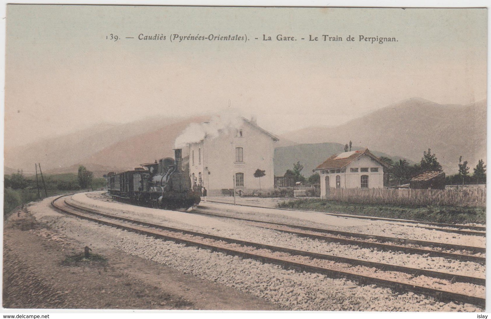 66 - CAUDIES - La Gare - Le Train De PERPIGNAN - Autres & Non Classés