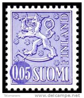 FINLAND 1974, M-63 Definitive PHOSPHOR Lion 0,05 Type II OFFSET EGpQ** - Nuovi