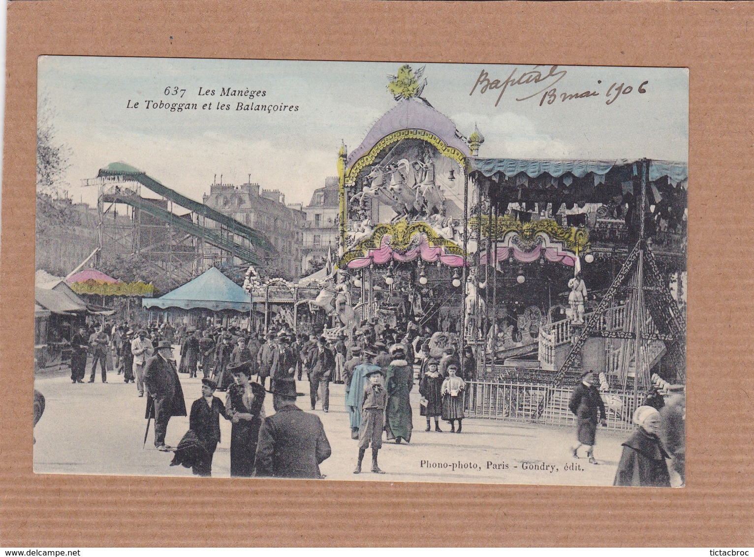 CPA Fête Foraine, Les Manèges, Le Toboggan Et Les Balançoires, Animée, 1906 - Kirmes