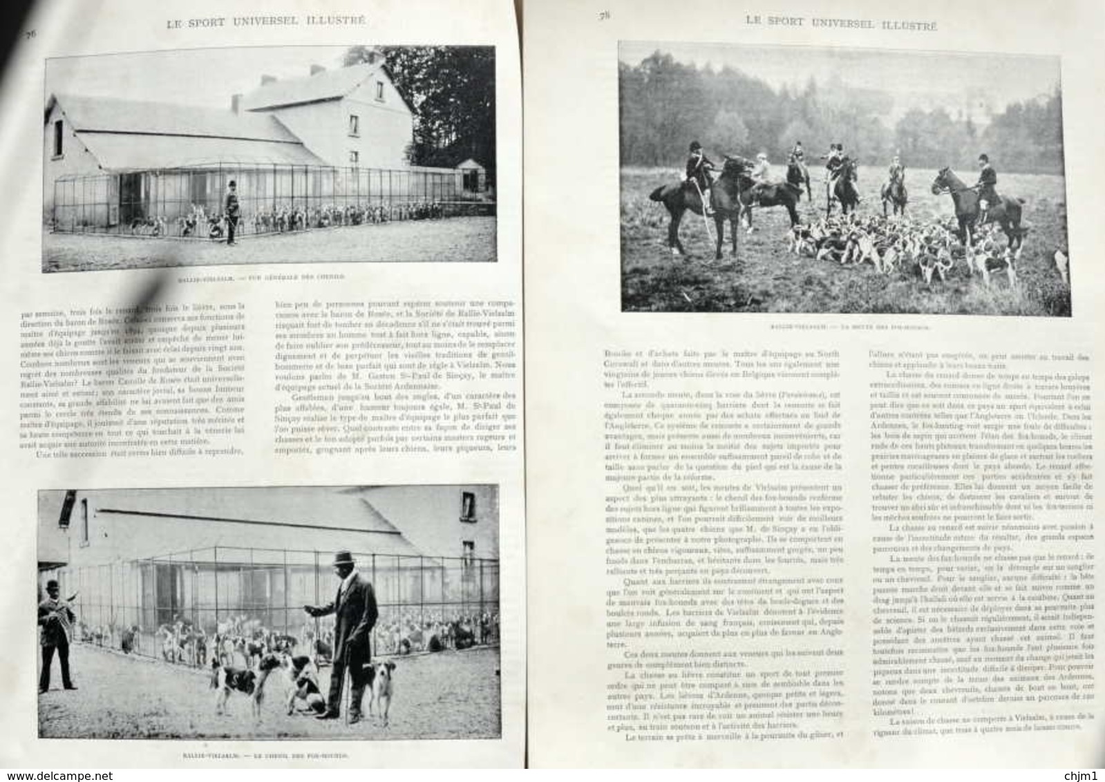 Rallie-Vielsalm (Belgique) - La Meute Des Fox-Hounds - Page Originale Double 1895 - Documents Historiques