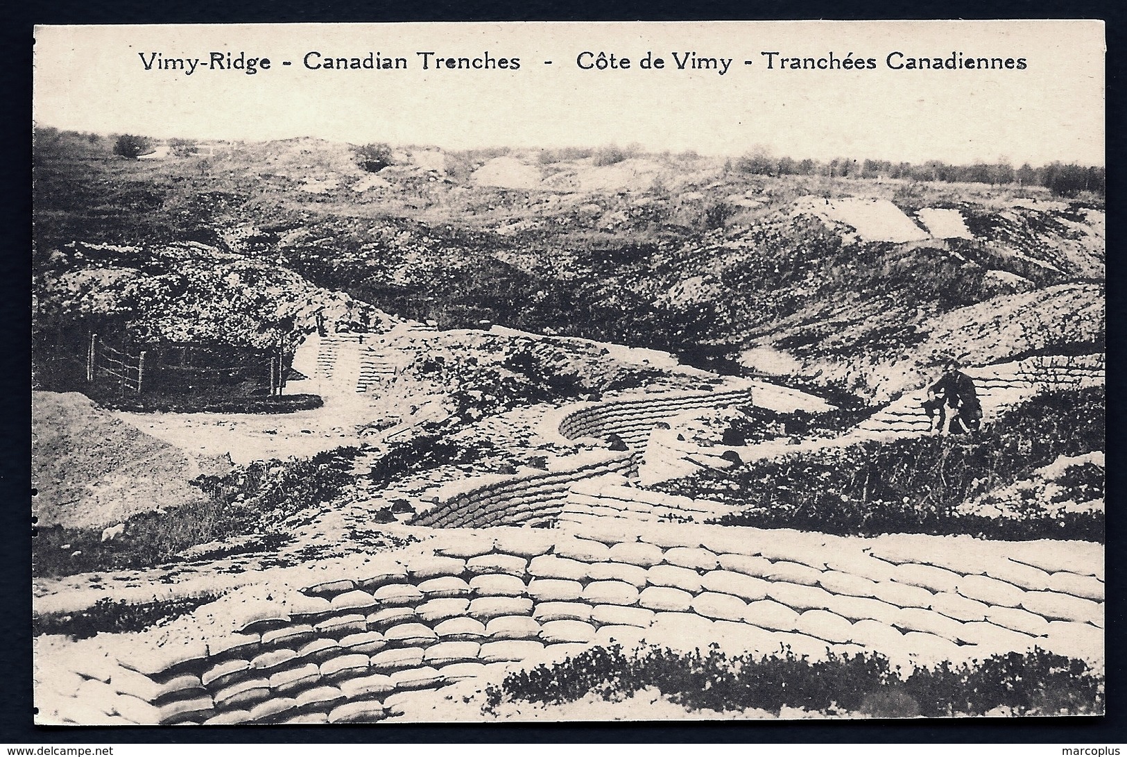 CPA ANCIENNE- FRANCE- MILITARIA- PLAGE DE LA PANNE- COTE DE VIMY- LES TRANCHÉES CANADIENNES EN GROS PLAN- ANIMATION - Guerre 1914-18