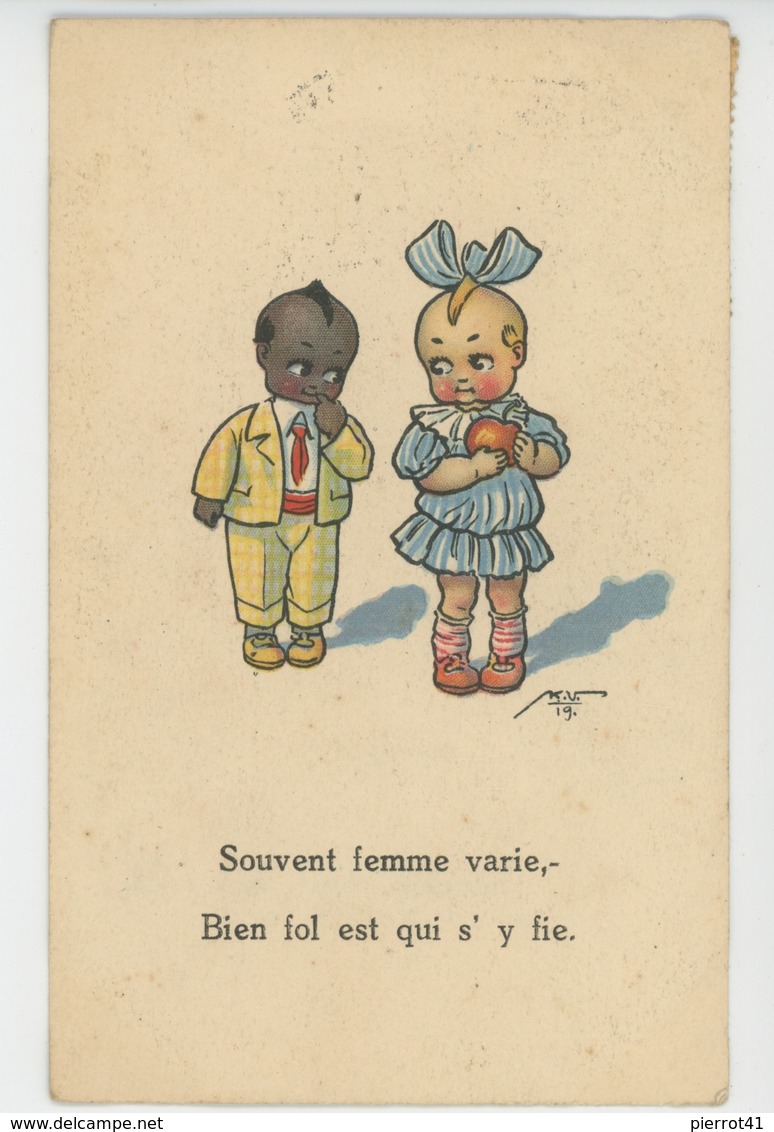 ENFANTS - Jolie Carte Fantaisie Enfants "Souvent Femme Varie..." Signée KiVi - Dessins D'enfants