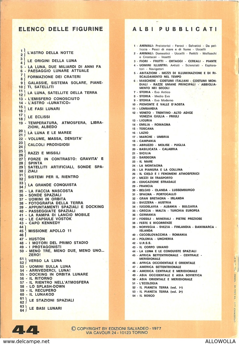 3095 "MERAVIGLIOSE FIGURINE PER LE MIE RICERCHE-LA LUNA E LE CONQUISTE SPAZIALI"  FASCICOLO ORIGINALE - Geografia