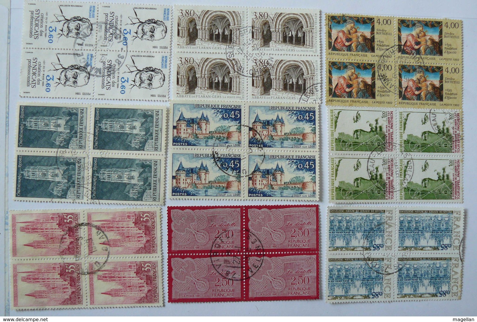 France - Petite collection de timbres oblitérés dont blocs de 4 - voir scans