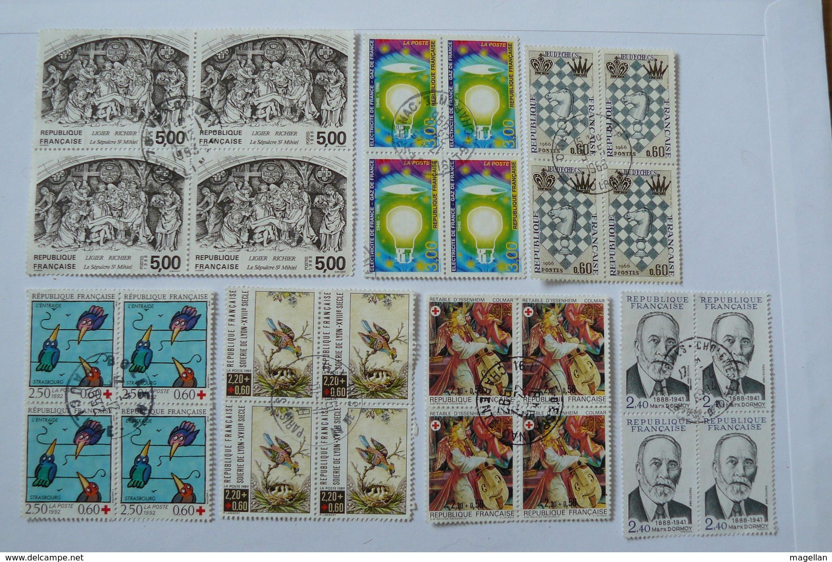 France - Petite collection de timbres oblitérés dont blocs de 4 - voir scans